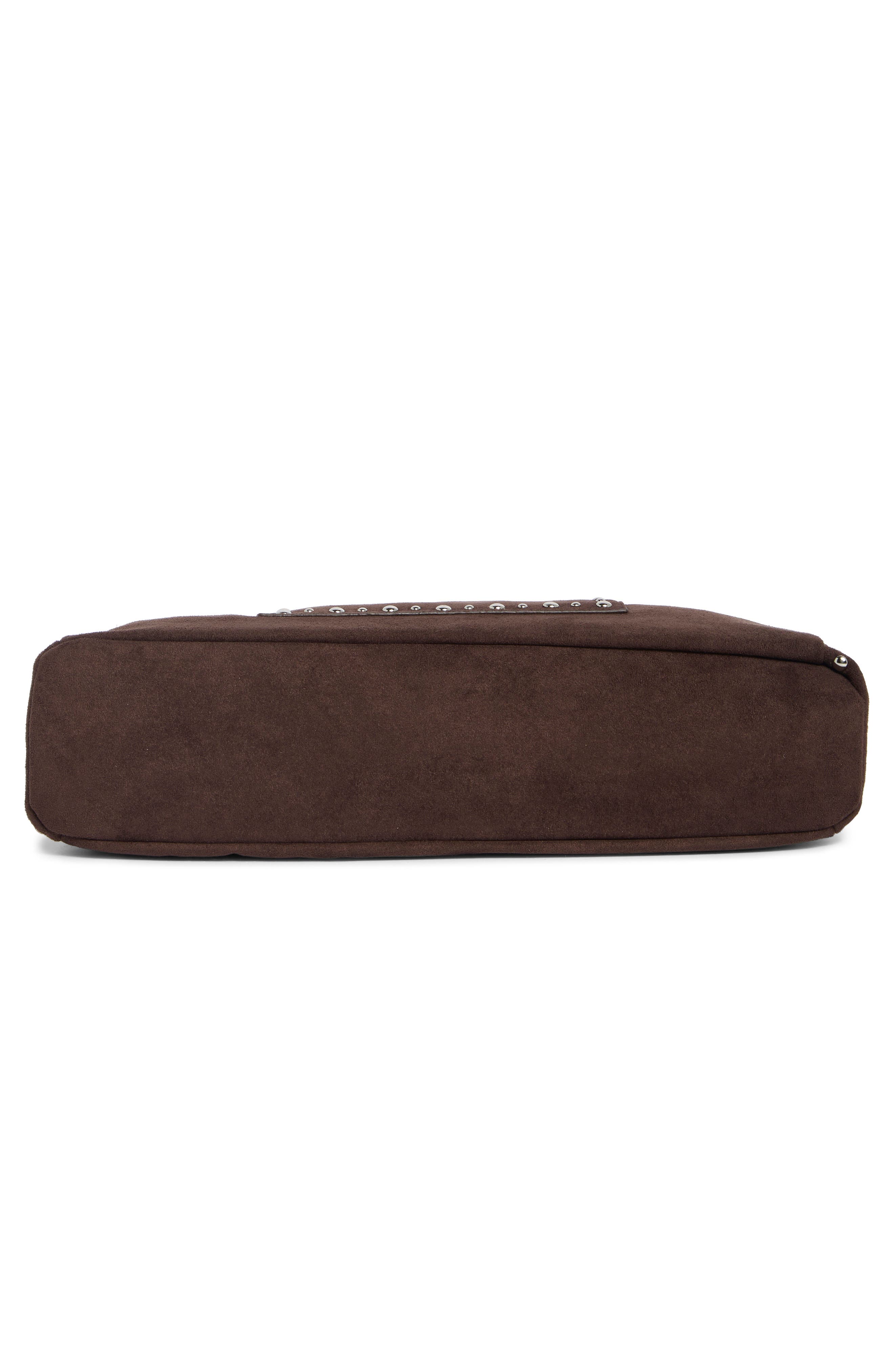 Faux Suede Shoulder Bag, Alternate, color, CHOCOLATE