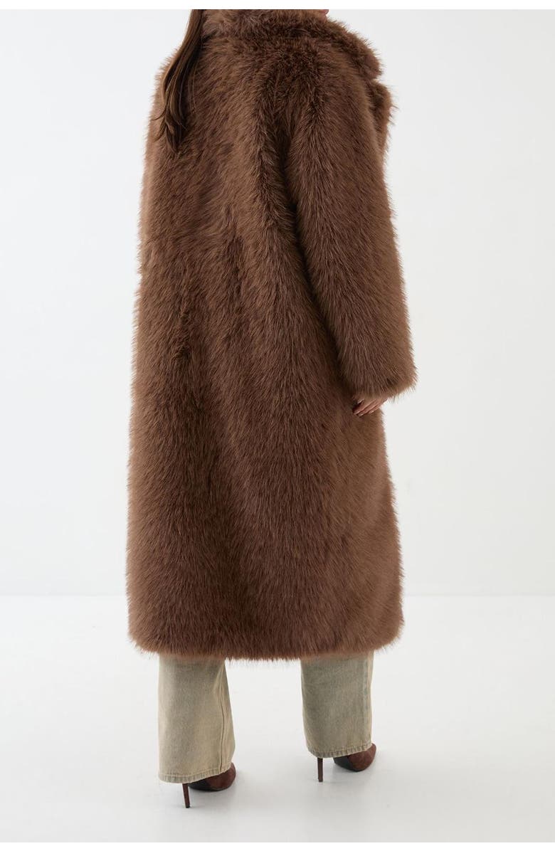 MissPap Long Faux Fur Wide Collar Coat, Alternate, color, Brown