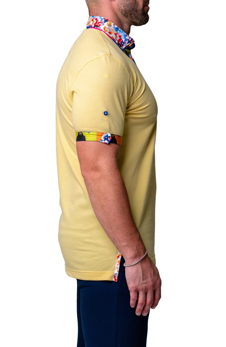 Maceoo Mozartsolidsplash Yellow Piqué Button-Down Polo, Alternate, color, Yellow