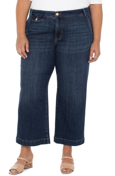 Stride High Waist Crop Wide Leg Jeans (Albany) (Plus)