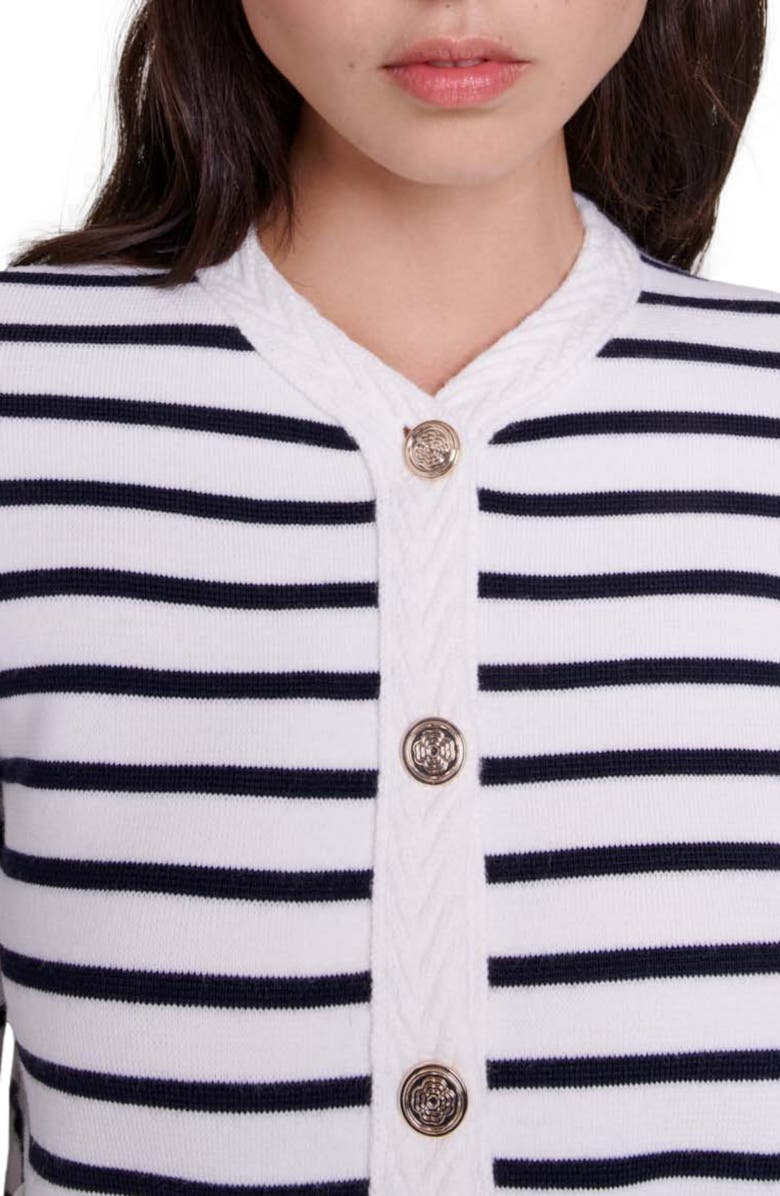 maje Striped knit cardigan, Alternate, color,
