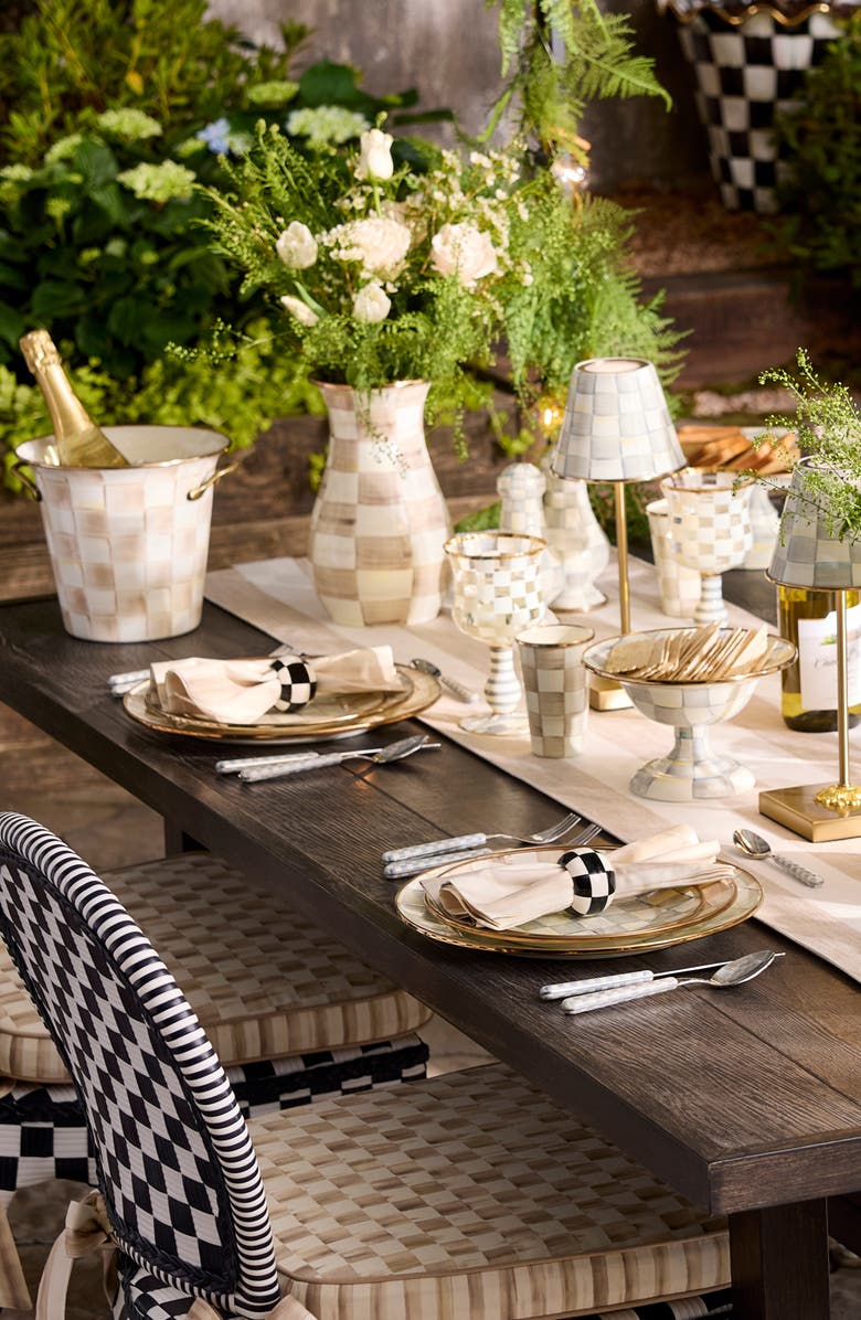 MACKENZIE CHILDS Set of 4 Check Wood Napkin Rings, Alternate, color, Black