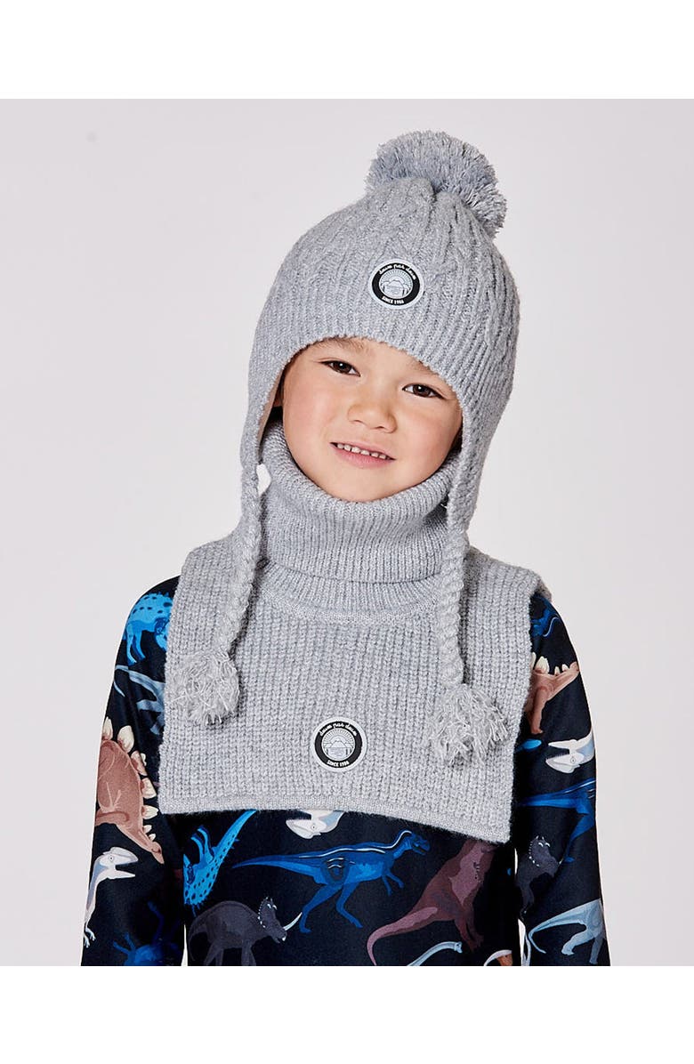 Deux par Deux Kids Gender Inclusive Lined Winter Hat with Pompom, Main, color, Heather Gray