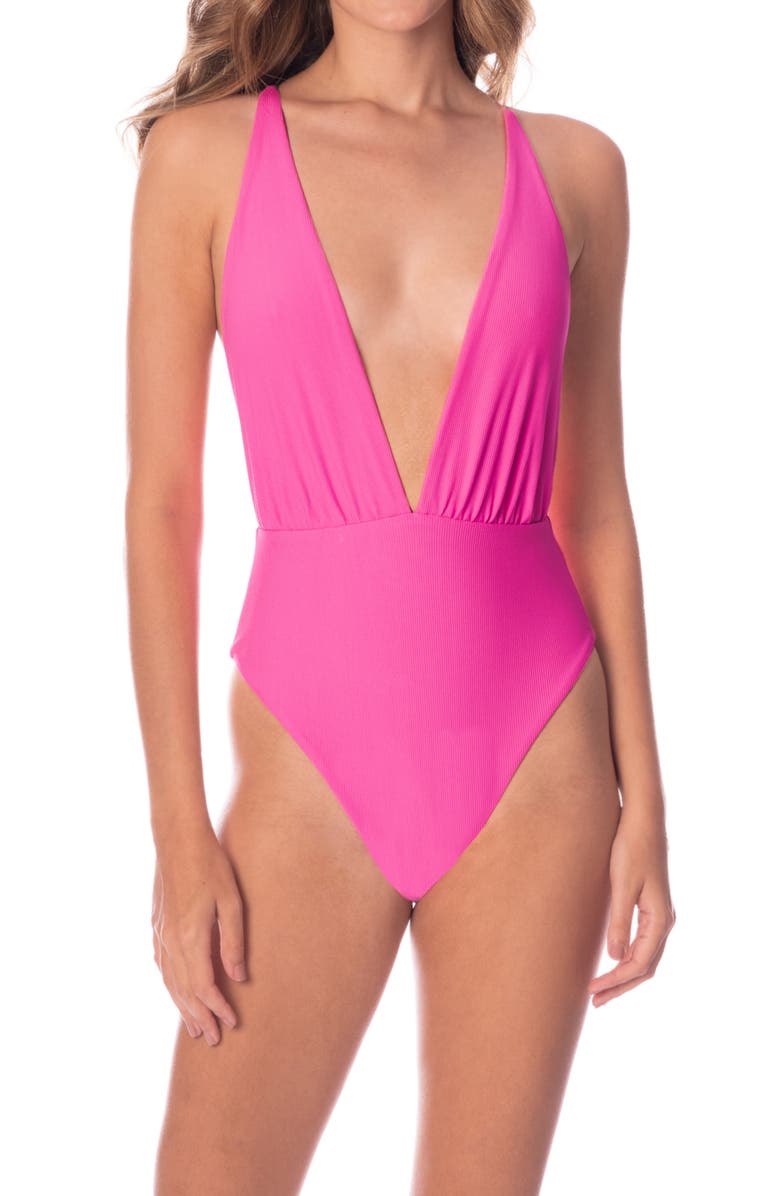 Maaji Radiant Pink Safri One-Piece Swimsuit, Main, color, 
