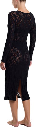 Signature Long Sleeve Sheer Lace Midi Dress