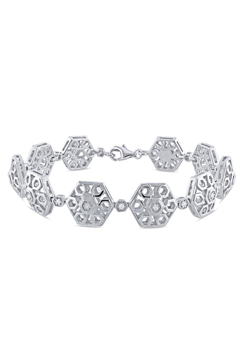Diamond Hexagon Bracelet Sterling Silver, Main, color, Sterling Silver