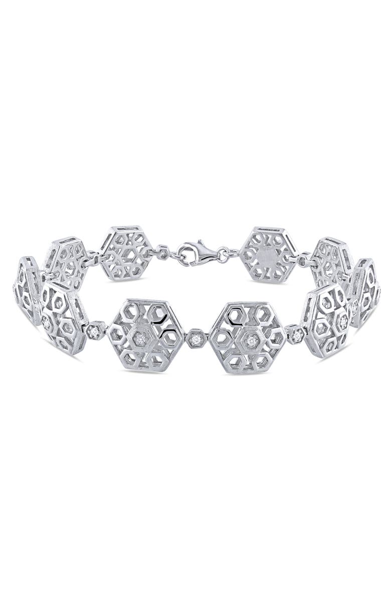 Julianna B. Diamond Hexagon Bracelet Sterling Silver, Main, color, Sterling Silver