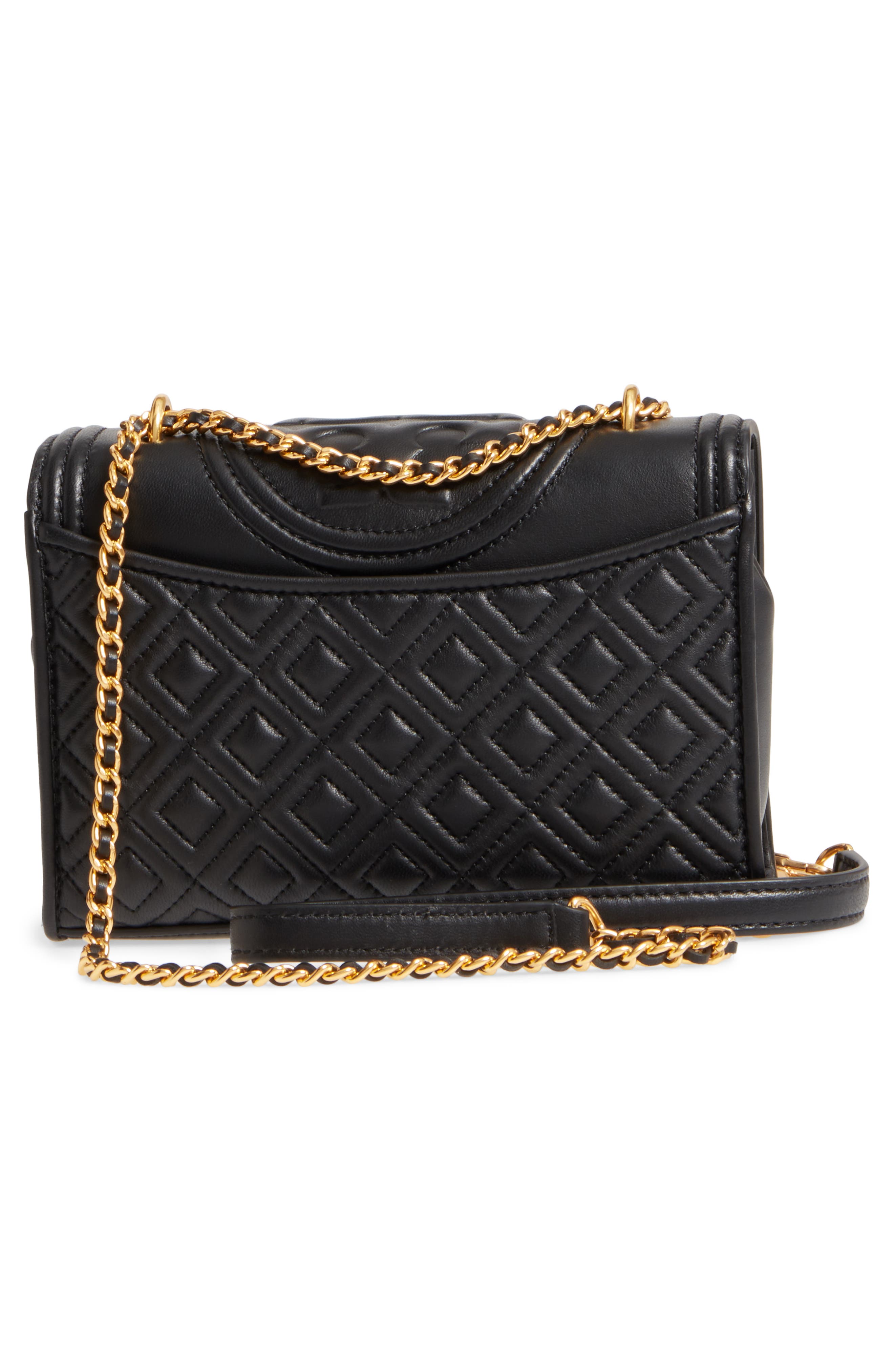 Small Fleming Leather Convertible Shoulder Bag, Alternate, color, BLACK