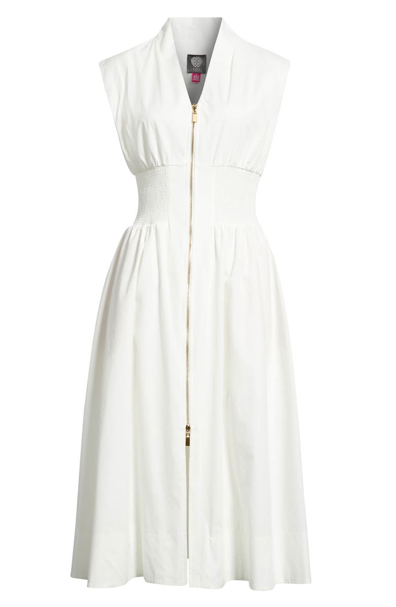 Vince Camuto Sleeveless Cotton Midi Dress, Alternate, color, Ivory