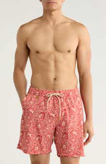 Scotch & Soda Leafy Floral Print Swim Trunks