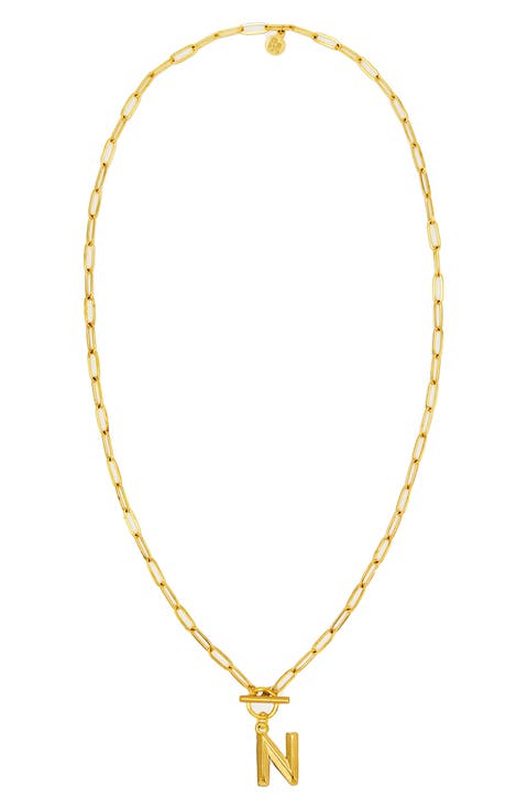 Paper Clip Initial Toggle Necklace