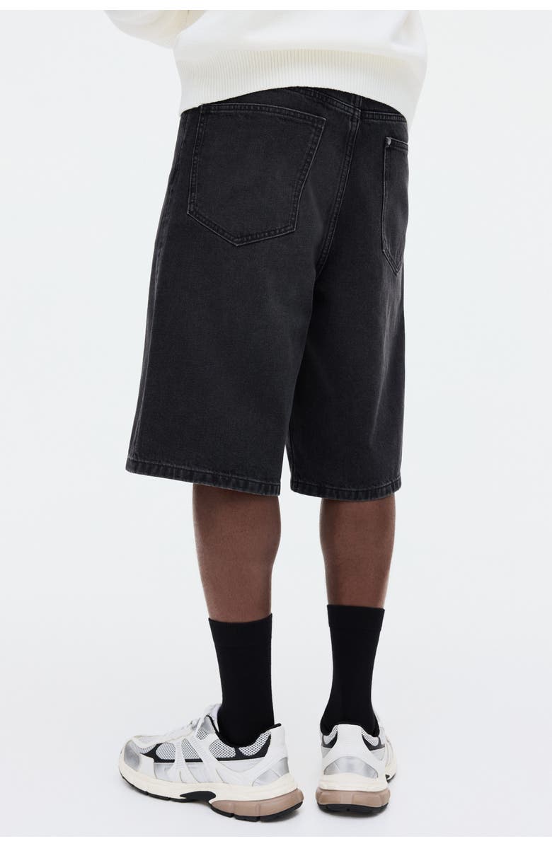 H&M Baggy Denim Shorts, Alternate, color, Denim Black