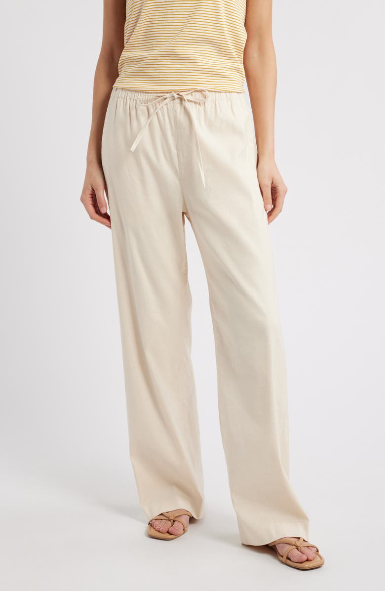 rag & bone Logan Drawstring Linen Blend Pants, Main, color, Ivory