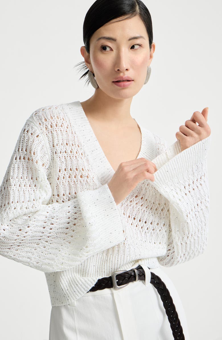 Brunello Cucinelli Dazzling braids sweater, Alternate, color, White