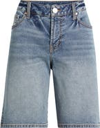 1822 Denim High Waist Mid Thigh Denim Shorts