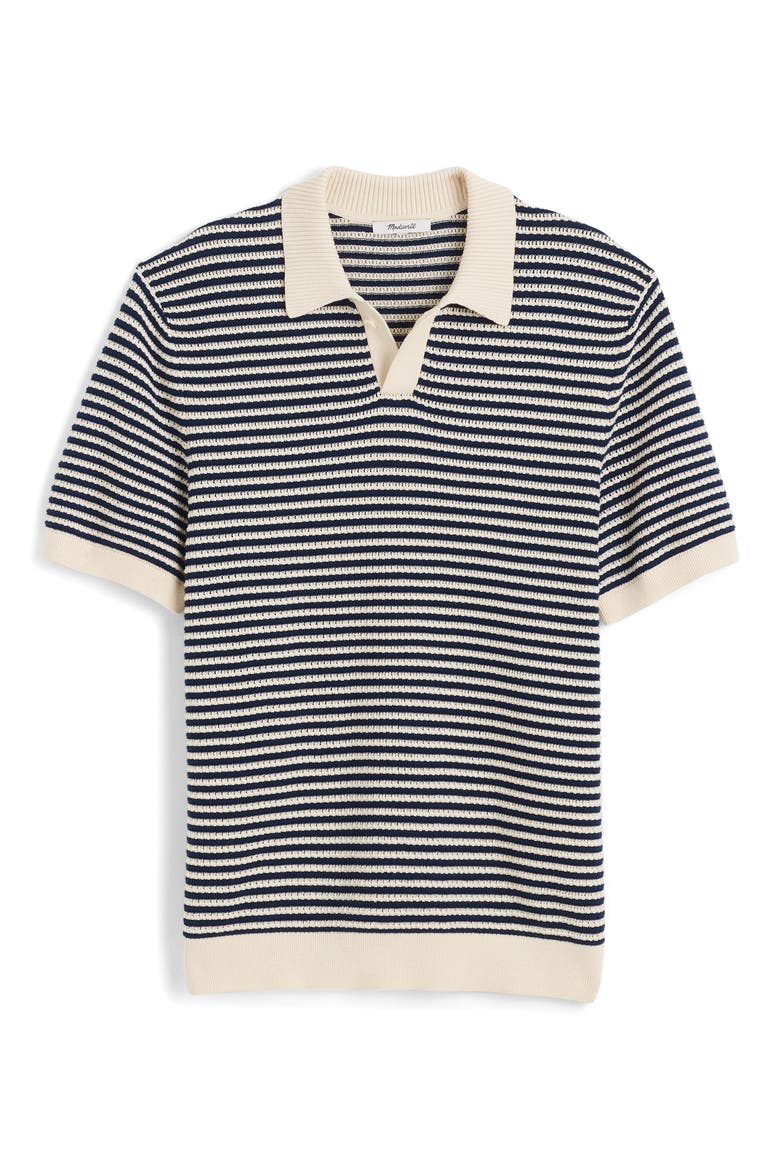 Pointelle Stitch Single Button Sweater Polo, Alternate, color, ANTIQUE NAVY