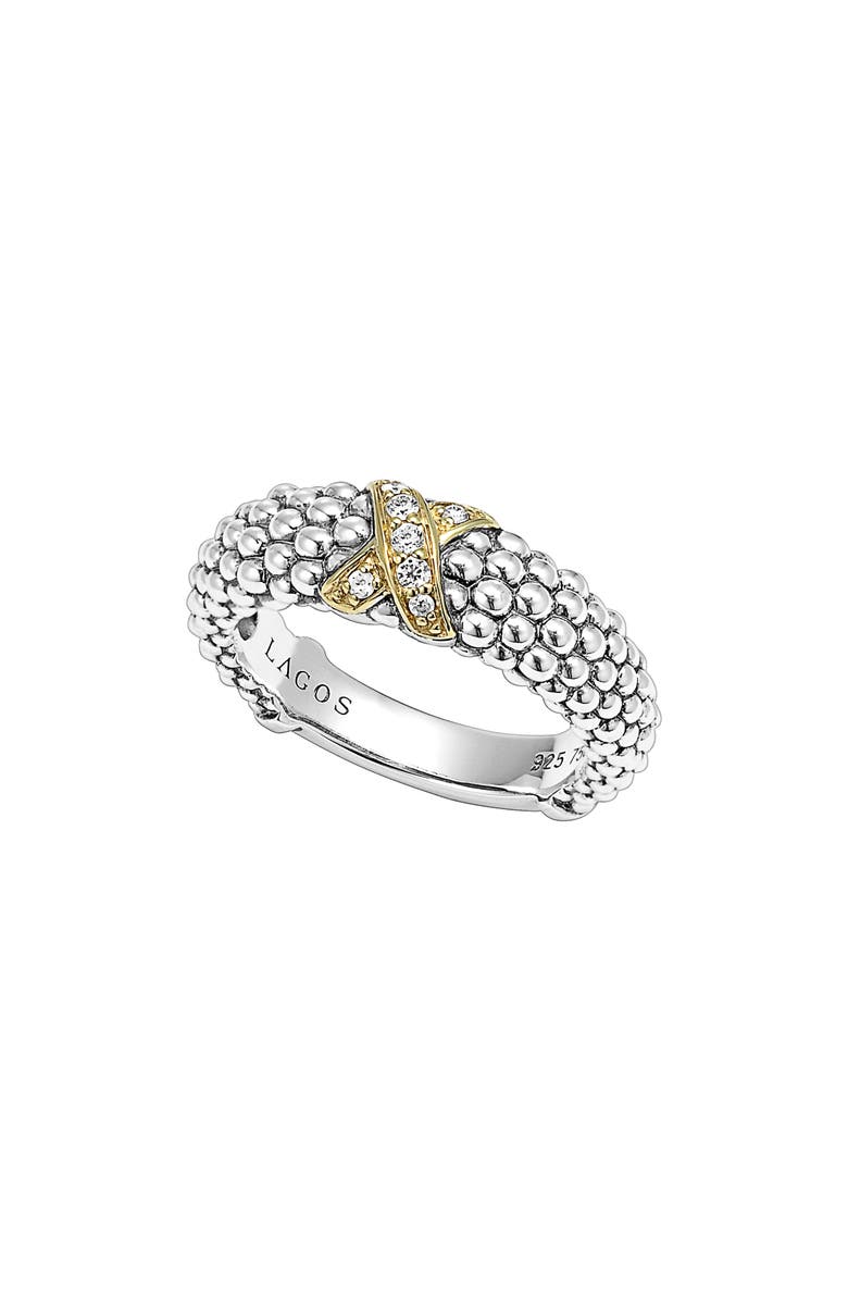 LAGOS X Diamond & Caviar­ Two-Tone Ring, Main, color, Silver/ Gold