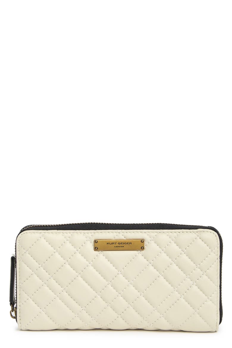 Quilted Leather Zip Around Wallet, Main, color, NATURAL