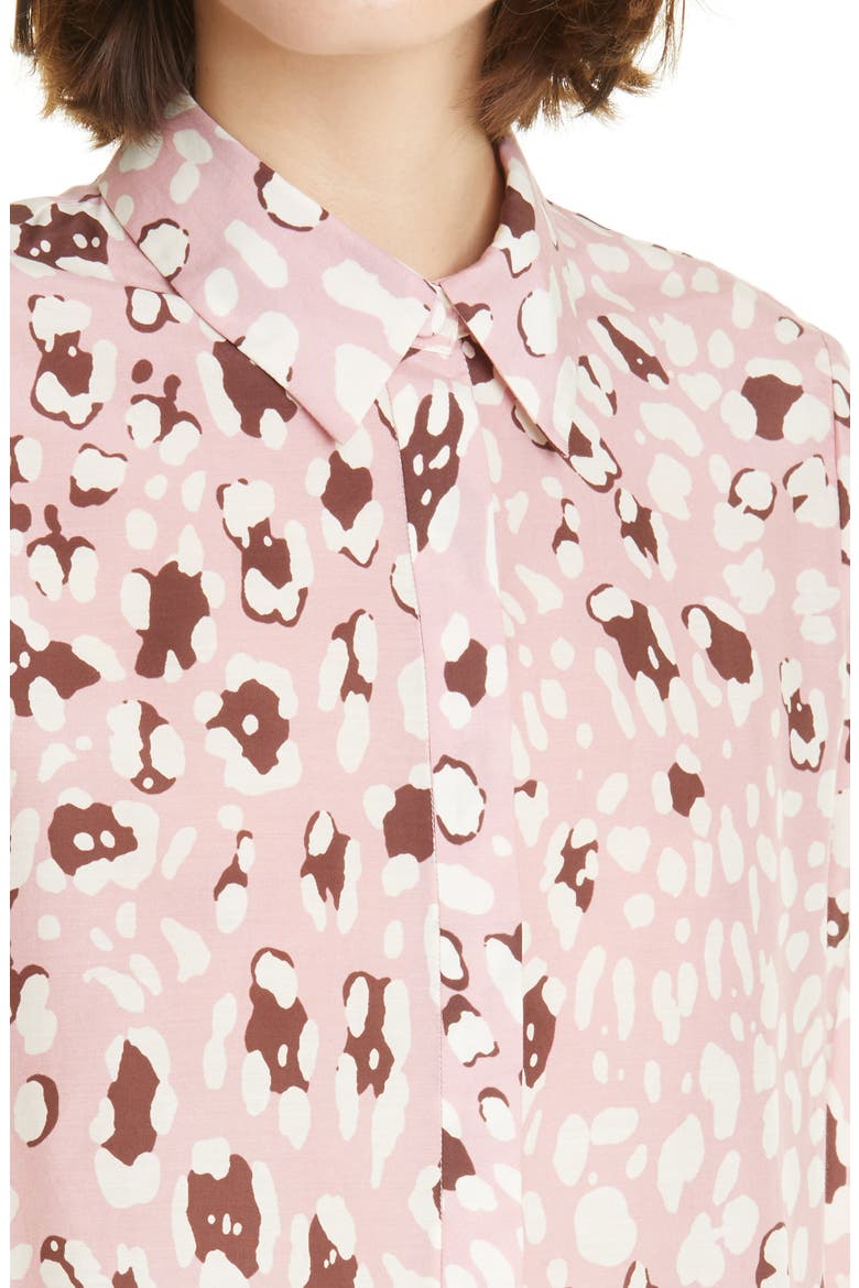 Leopard Print High/Low Shirt, Alternate, color, PINK LEOPARD