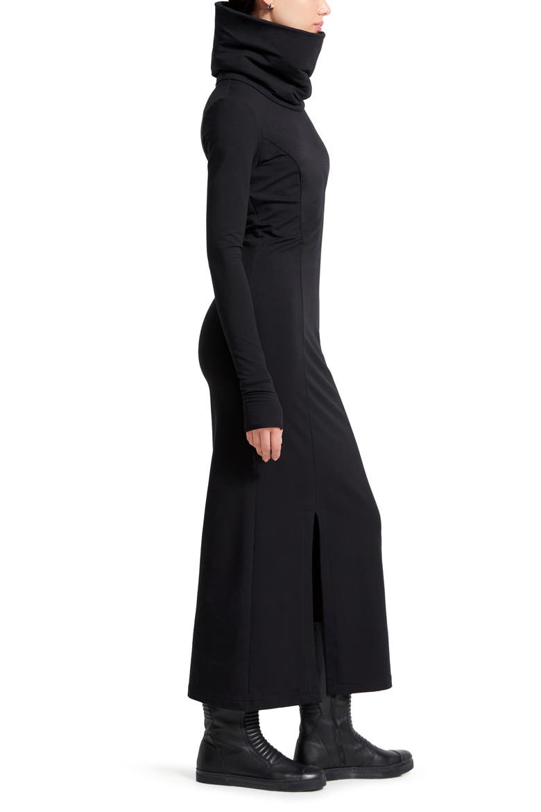 Lisa High Turtleneck Long Sleeve French Terry Dress, Alternate, color, BLACK