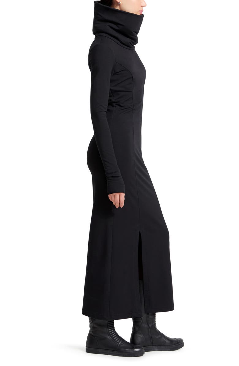 Marcella Lisa High Turtleneck Long Sleeve French Terry Dress, Alternate, color, Black