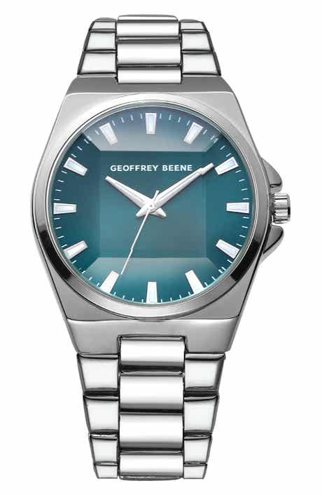 GEOFFREY BEENE Faceted Glass Bracelet Watch, 42mm