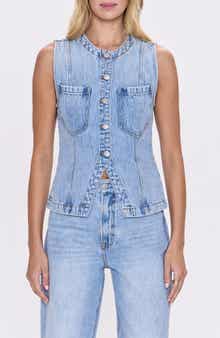 Pistola Gia Fitted Collarless Denim Vest