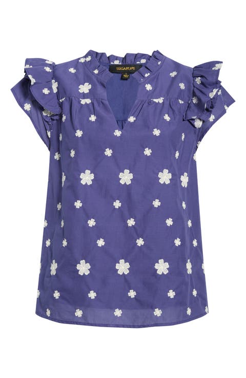 Jaimie Stripe Ramona Ruffle Cotton Top