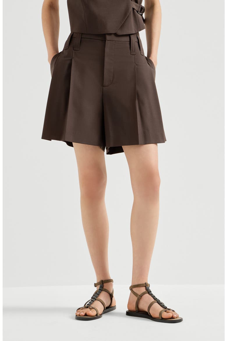 Formal shorts with monili, Main, color, Cocoa
