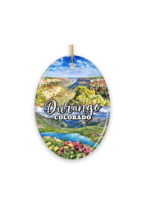 Durango Colorado Mountain Train Town Oval Ornament