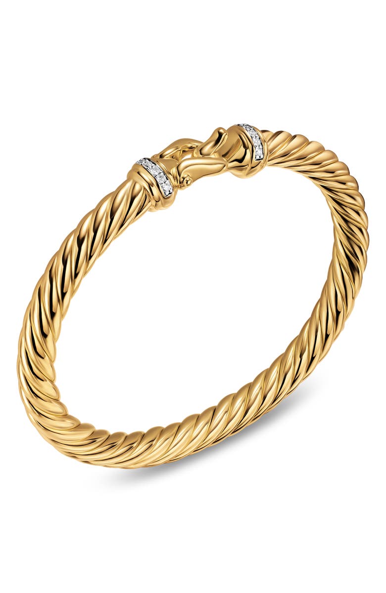 David Yurman Buckle Cablespira<sup>®</sup> Bracelet Bracelet in 18K Yellow Gold with Diamonds, 6mm, Alternate, color, Gold