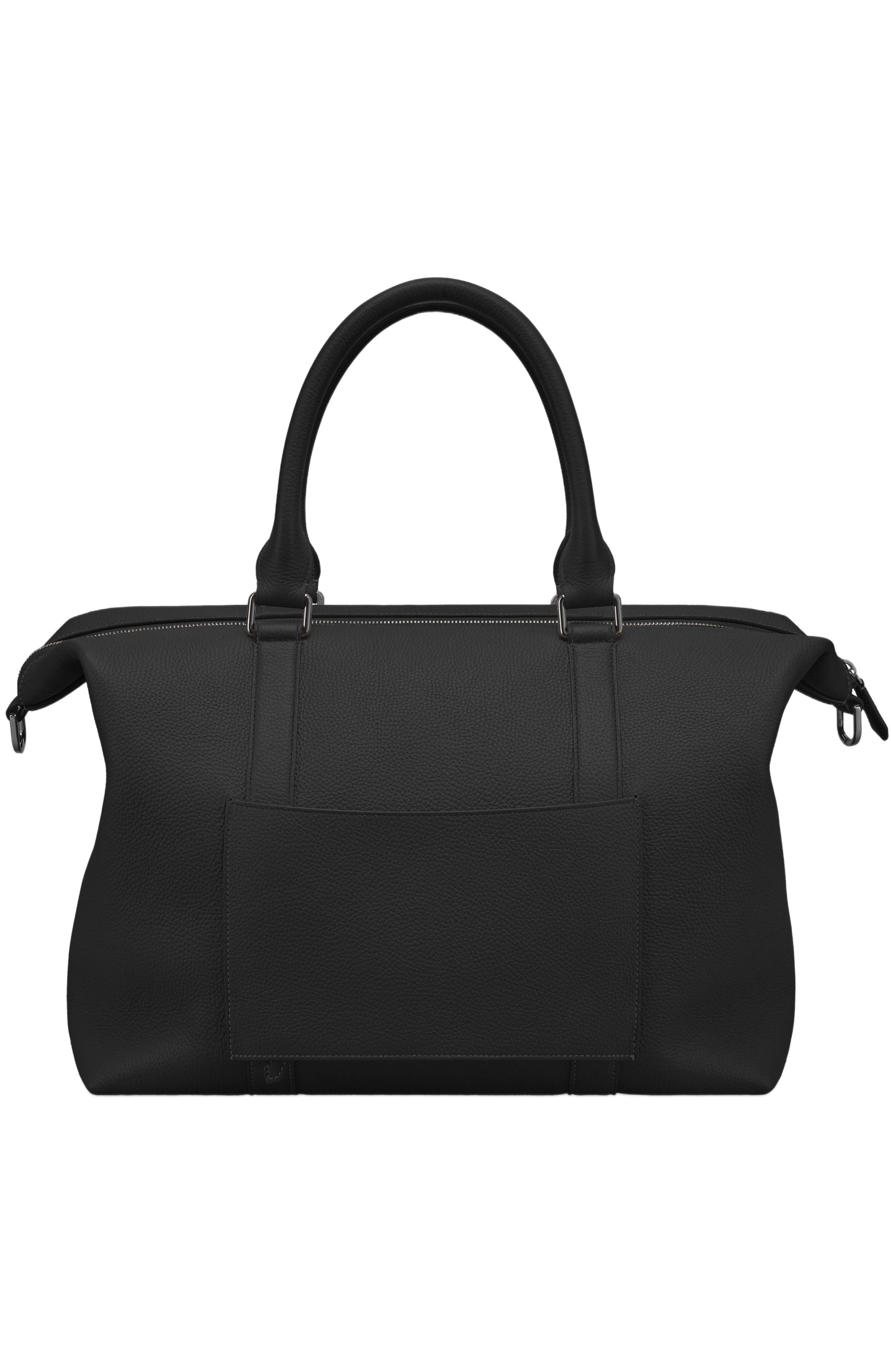 MAISON de SABRÉ Large Leather Weekender Bag, Alternate, color, Black Caviar