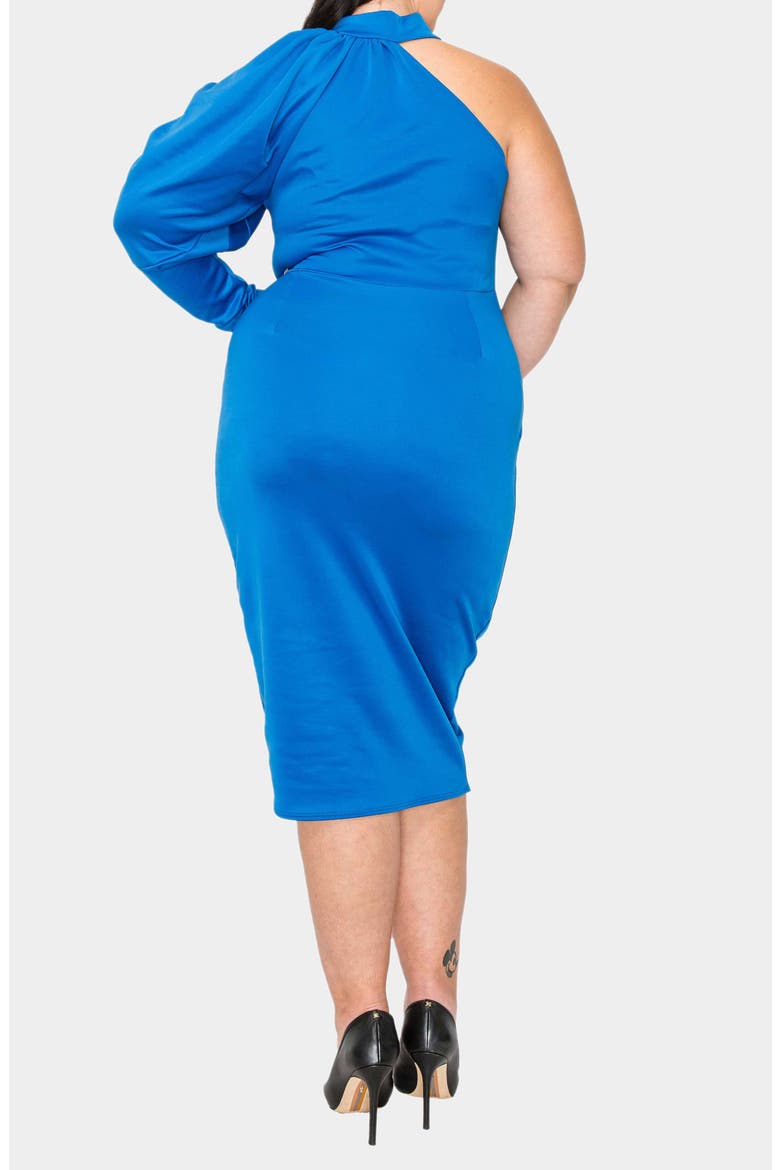 Gigi One-Shoulder Long Sleeve Midi Dress, Alternate, color, TURQUOISE