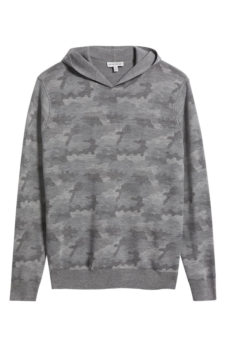 Peter Millar Camouflage Reversible Merino Wool Hoodie Sweatshirt, Alternate, color, Gale Grey