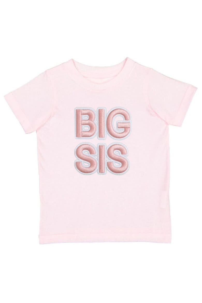 Big Sis Embroidered Patch Short Sleeve T-Shirt, Main, color, Ballet Pink