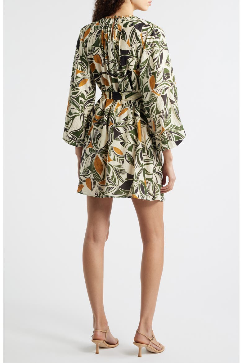 Print Long Sleeve Pintuck Minidress, Alternate, color, CREAM MULTI