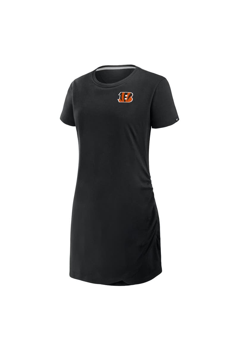Women's Fanatics Black Cincinnati Bengals Ruched Drape T-Shirt Dress, Alternate, color, Black