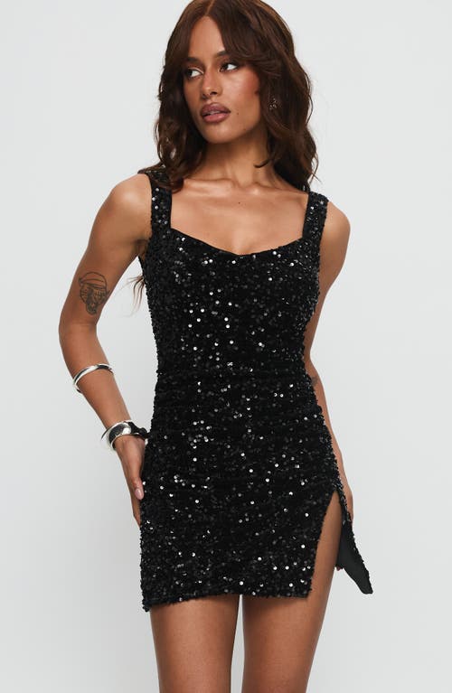 Princess Polly Centerfold Sequin Cocktail Minidress In Black
