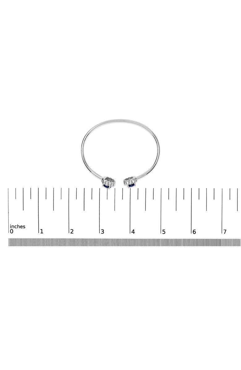 Haus of Brilliance Sterling Silver Diamond Accent Created Blue Sapphire Floral Design Bangle Bracelet, Alternate, color, Silver