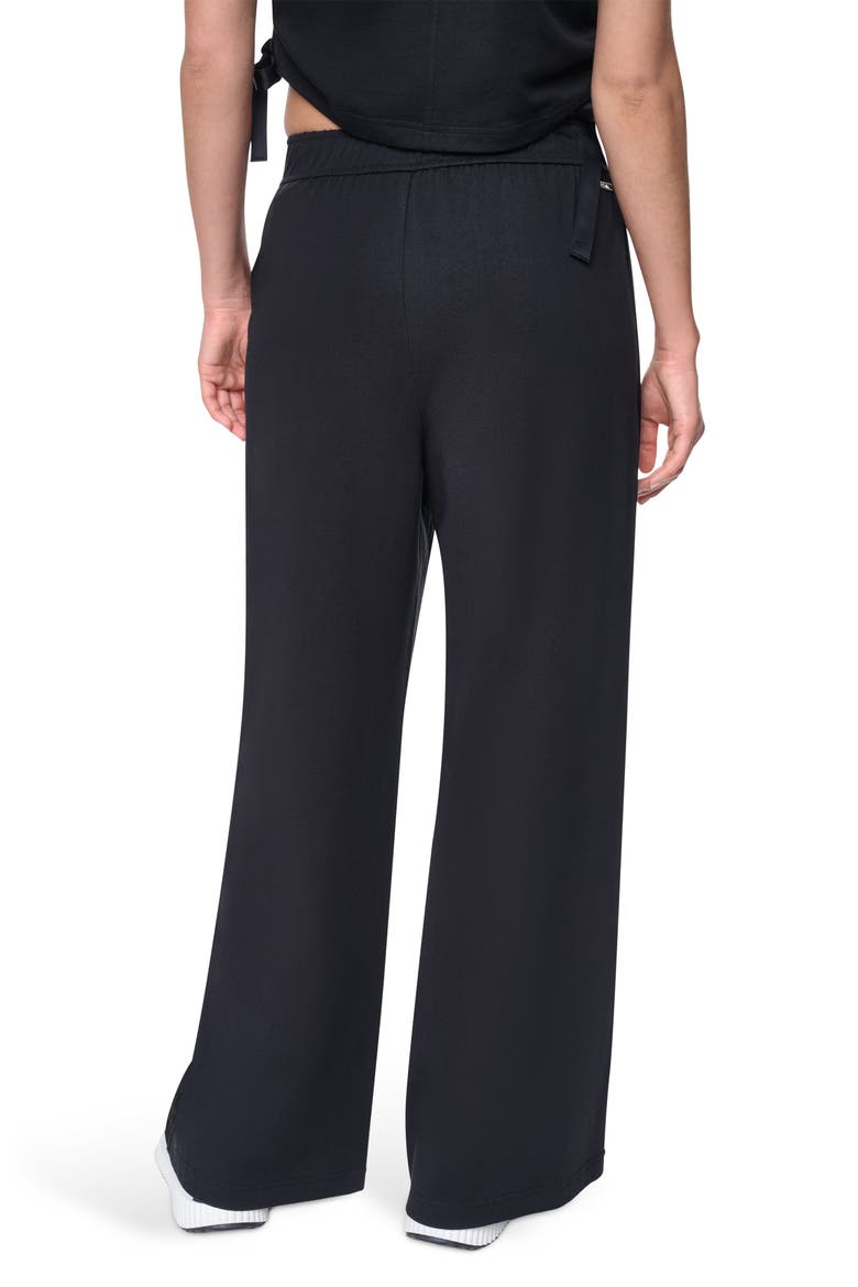 Satin Side Stripe Wide Leg Pants, Alternate, color, BLACK