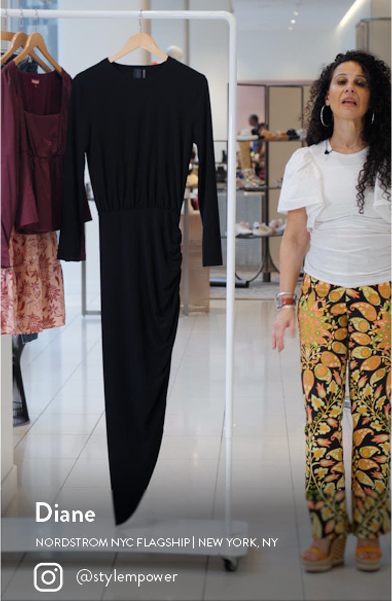 Long Sleeve Side Drape Gown, sales video thumbnail