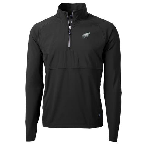 Men's Cutter & Buck Black Philadelphia Eagles Adapt Eco Knit Hybrid Recycled Quarter-Zip Raglan Jacket