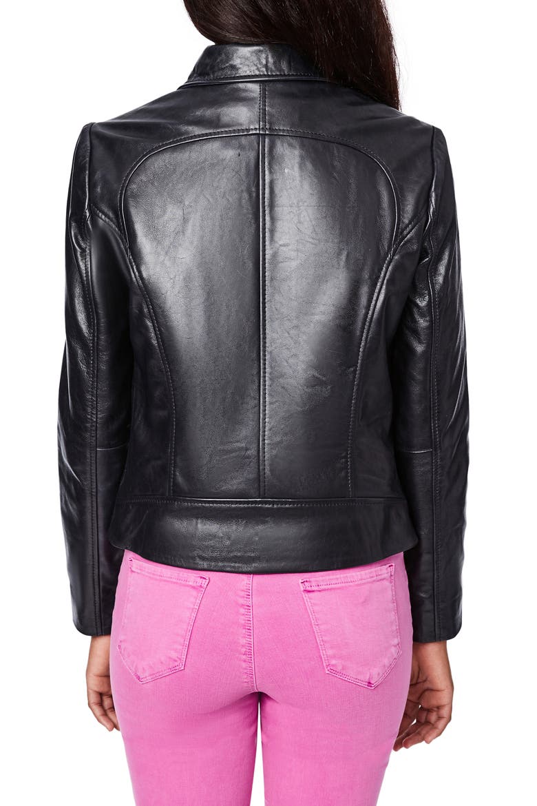 Lambskin Leather Jacket, Alternate, color, BLACK