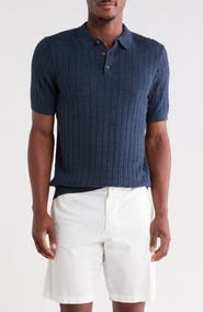 14th & Union Short Sleeve Grid Sweater Knit Polo