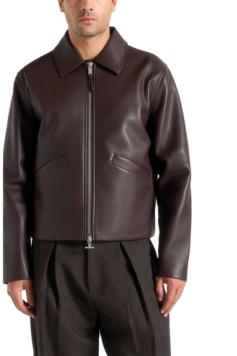 Yves Minimal Leather Jacket, Main, color, Dark Brown
