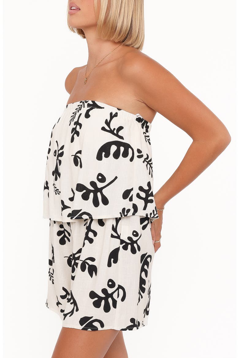 Ravenna Print Strapless Romper, Alternate, color, CREAM BLACK FLORAL