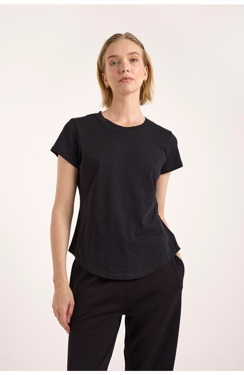 Brodie Pure Cashmere Relaxed Fit Cotton Crew Neck T-shirt, Alternate, color, Black