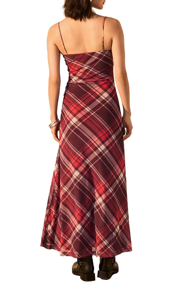 Check Mesh Maxi Dress, Alternate, color, RED