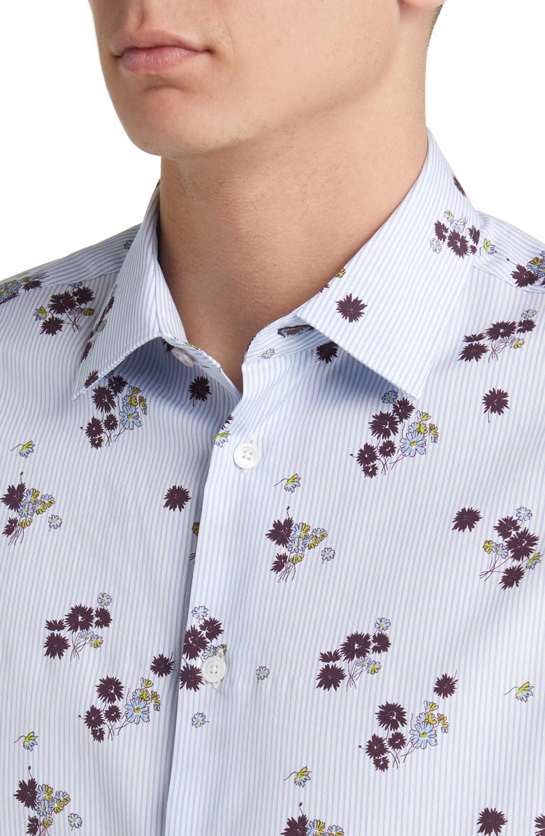 Paul Smith Tailored Fit Floral Stripe Cotton Dress Shirt, Alternate, color, 
