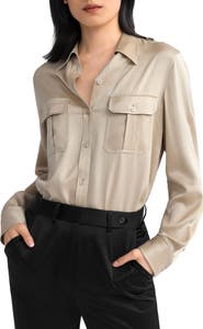 Lilysilk Sandwashed Silk Shirt With Epaulettes
